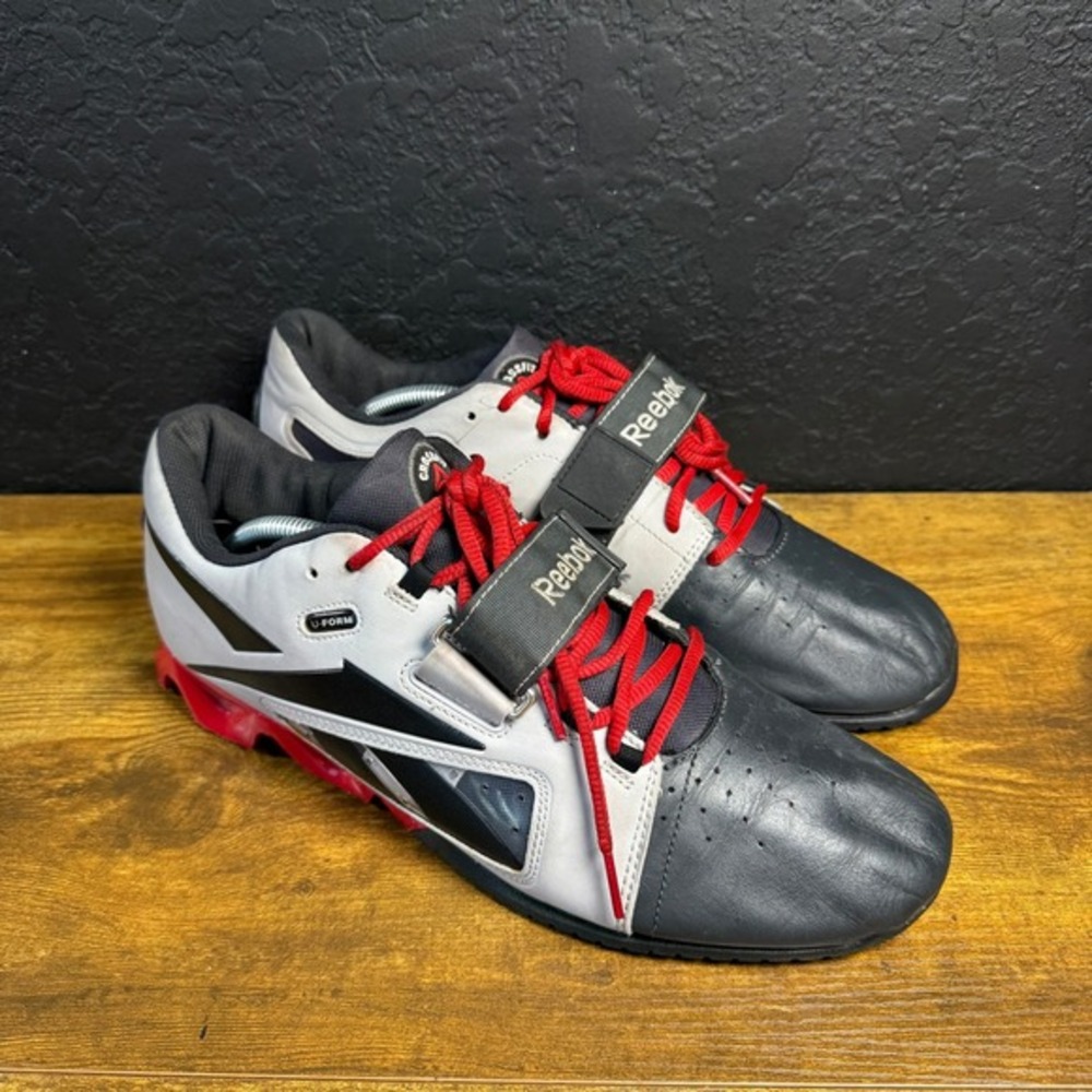 Reebok CrossFit Lifter Plus J99547 Red Black White Leather Lifting Mens 11.5